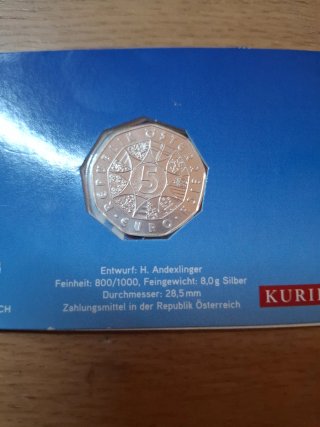 Moneda 5 Euro Austria 2010 Salto Esquí