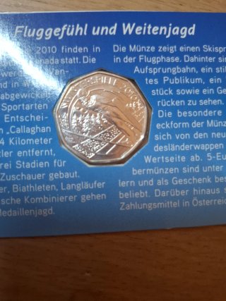 Moneda 5 Euro Austria 2010 Salto Esquí