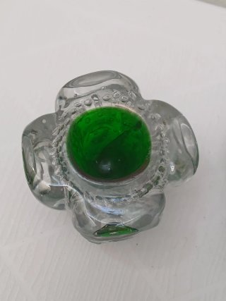 Portacandele Vetro Murano Verde Trasparente
