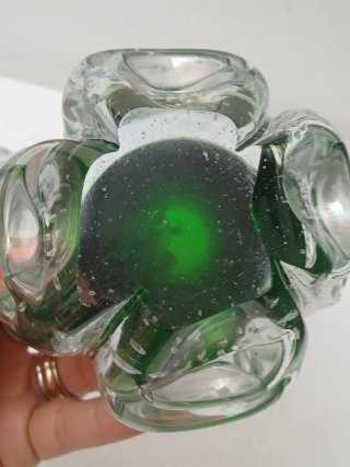 Portacandele Vetro Murano Verde Trasparente