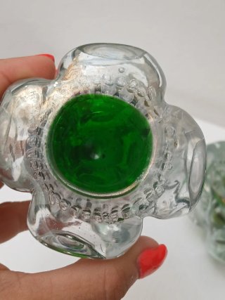 Portacandele Vetro Murano Verde Trasparente