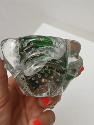 Portacandele Vetro Murano Verde Trasparente