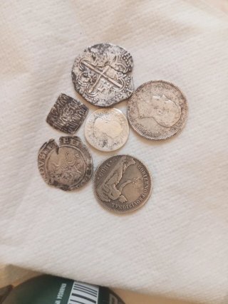 Lote 5 monedas antiguas de plata