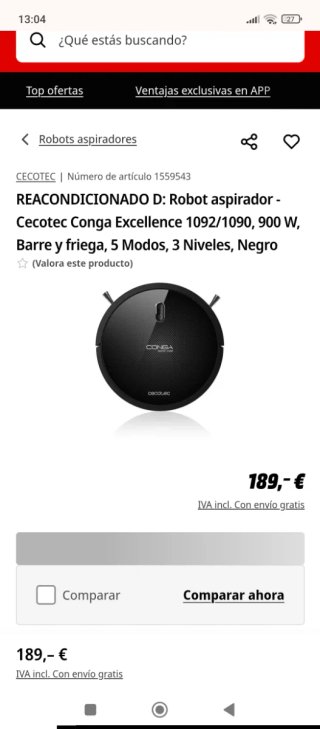 Robot aspirador Conga 1090