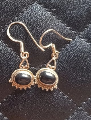 Conjunto Plata 925: Anillo y Pendientes Onix