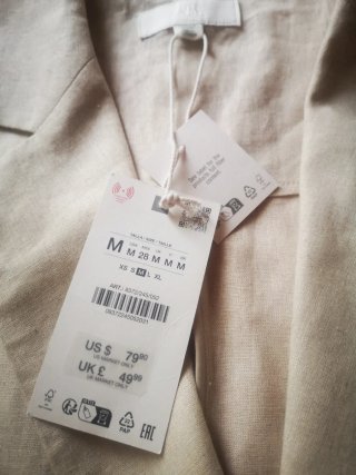 Blazer Zara M lino Beige Con Etiqueta+medida