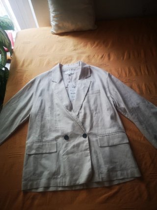 Blazer Zara M lino Beige Con Etiqueta+medida