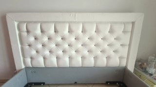 Letto Matrimoniale 180x200 Tessuto Grigio/Bianco