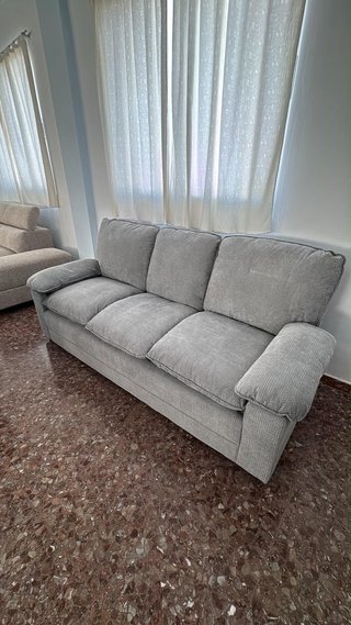 Sofá 3+2 plazas gris tela
