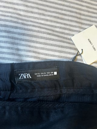 Bermuda lino hombre Zara azul marino