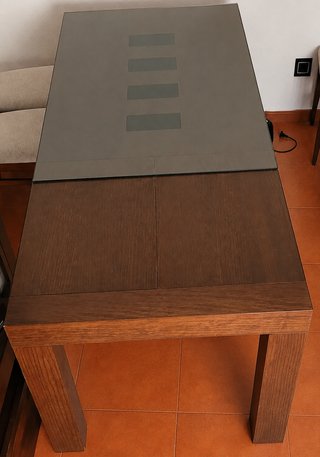 Mesa Comedor Madera y Cristal + 6 Sillas