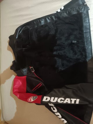 Giubbotto Moto Ducati Pelle Nero/Rosso