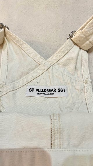 Vestido Peto Vaquero Blanco Pull&Bear Talla S 36