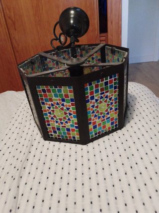Lámpara árabe forja techo multicolor