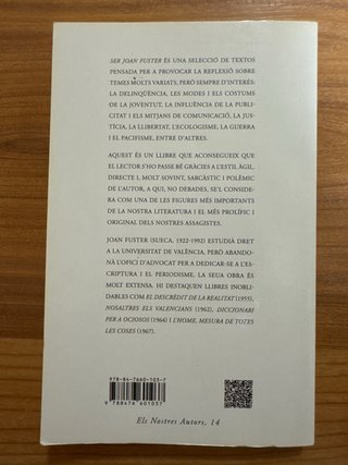 Ser Joan Fuster antologia de textos fusterians