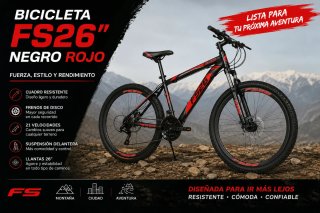 Bicicleta FS26 Negro Rojo Montaña