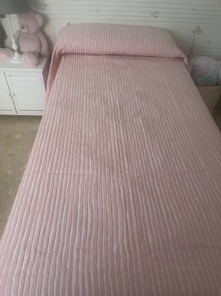 Colcha Piqué Rayas Rosa/Blanca Cama 105