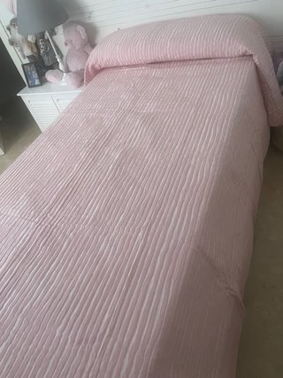 Colcha Piqué Rayas Rosa/Blanca Cama 105