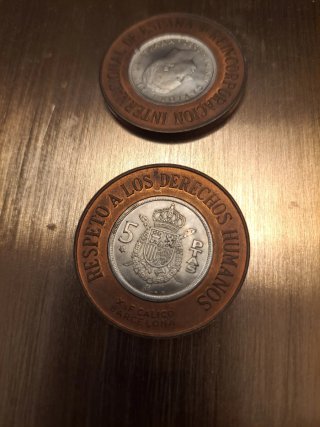 2 Medallas Conme. 5 Ptas. 1975 Transición X.& F Ca