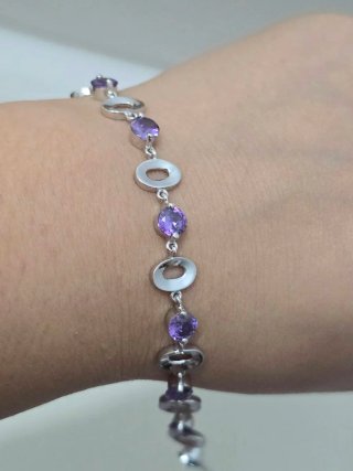 Pulsera Plata 925 Ley Circonitas Moradas
