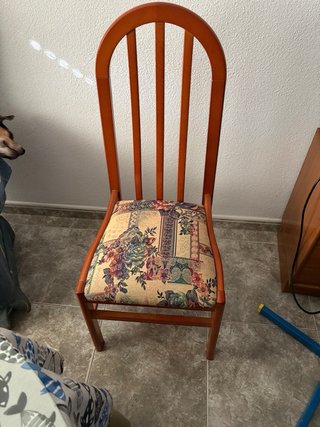 6 Sillas Comedor Madera Tapizado Floral