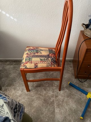 6 Sillas Comedor Madera Tapizado Floral