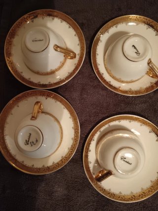 Juego 4 Tazas Café Porcelana Vintage Cusins