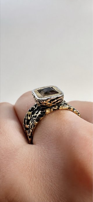 Anillo rara Talla 18.5 Marrón y Dorado