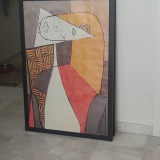 3 Cuadros abstractos papel lamina impresa naranja