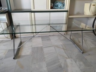 Mesa de centro cristal y metal 120x65