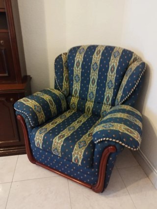 Sofá 3 plazas y sillón tela estampado