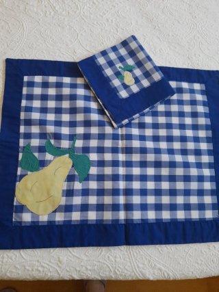 Manteles individuales de tela cuadros azules