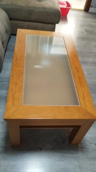 Mueble salón TV vitrina y estantería madera
