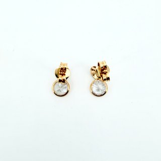 Pendiente combinado de oro 18k circonitas, 1.29 g.