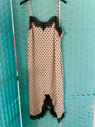 Abito donna pois con pizzo nero