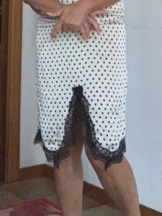Abito donna pois con pizzo nero