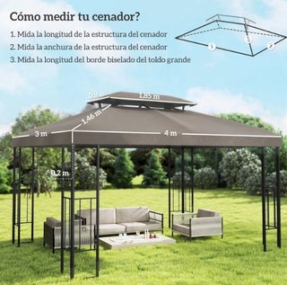 Toldo Recambio 4x3m Doble Techo Marrón