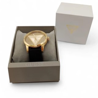 RELOJ GUESS GW0916G1 DORADO Y CORREA NEGRA + CAJA + DOCUMENTACION