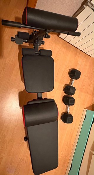 Banco Gimnasio + Mancuernas 22.5kg