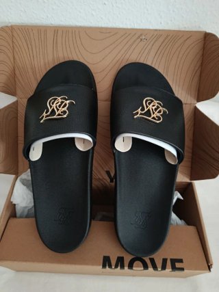 Chanclas SikSilk Hombre Negro y Dorado