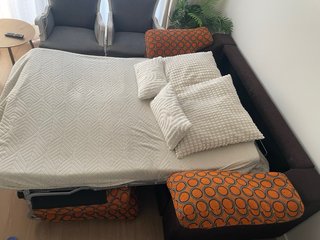 Sofá Cama 2 Plazas 190cm Marrón/Naranja