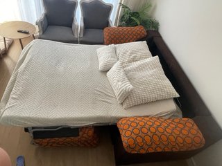 Sofá Cama 2 Plazas 190cm Marrón/Naranja