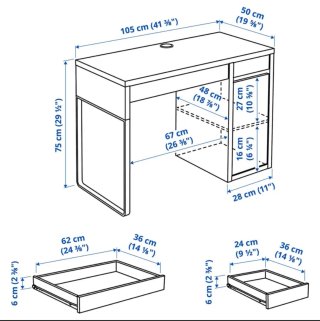 Escritorio IKEA MICKE 105x50cm Blanco