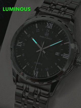 Reloj de Hombre Plateado, Resistente al Agua