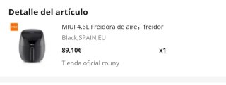 Freidora de aire MIUI capacidad 4.6 Litros