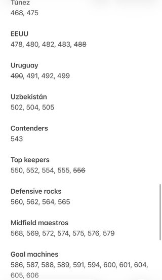 Cromos Faltantes Mundial Adrenalyn XL