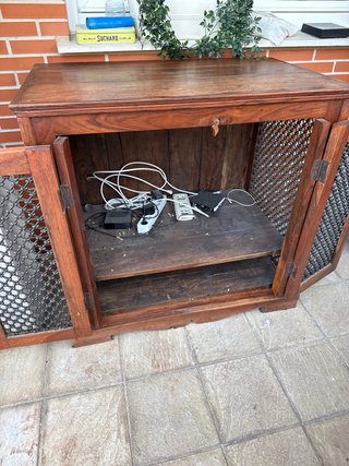 Mueble madera tropical y forja