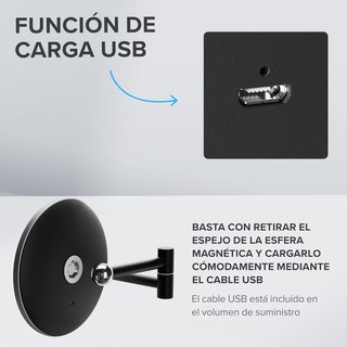 Espejo Maquillaje Ovimar LED 5x Pared Negro