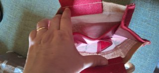 Portabottiglie in tela beige e rosso