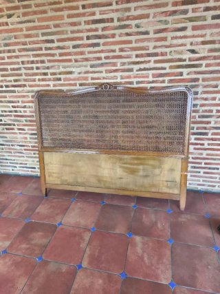 Cabecero Cama 135 Ratán y Madera